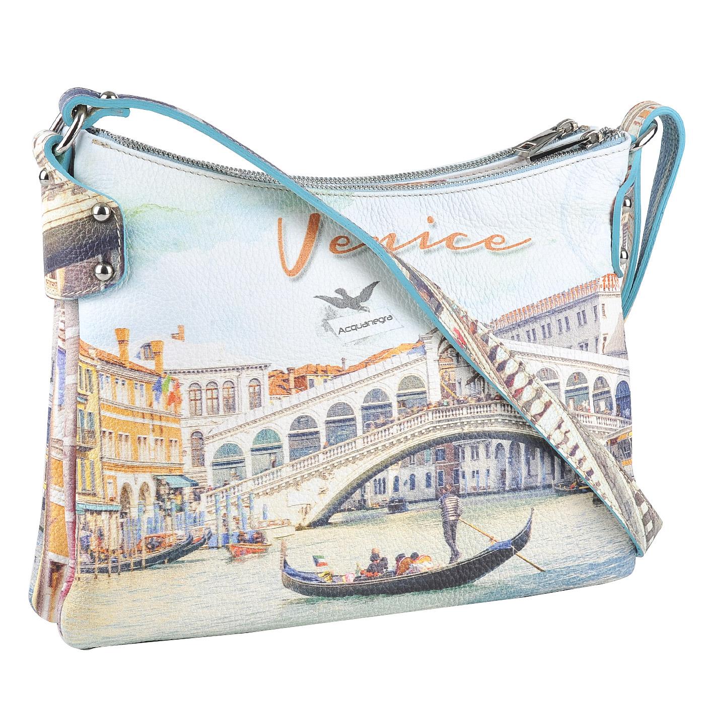 Женская кожаная сумка с принтом Acquanegra Venezia