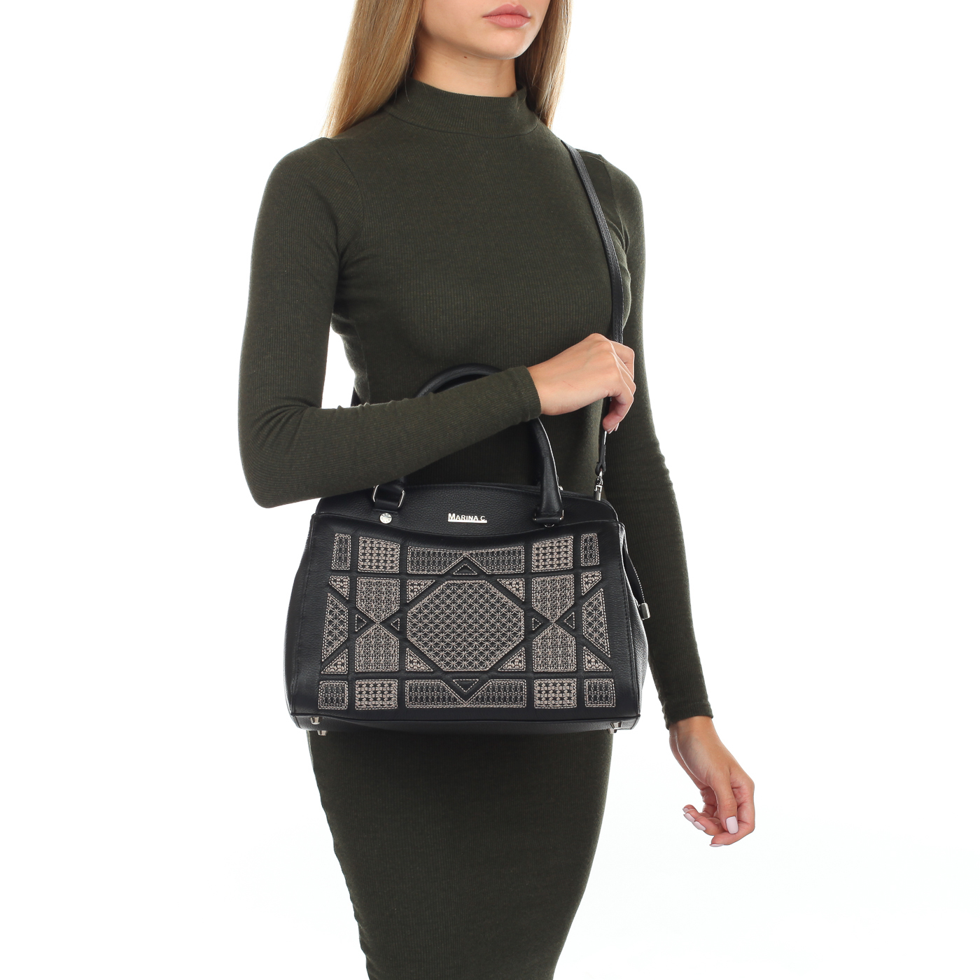 Кожаная сумка со съемным ремешком Marina Creazioni 