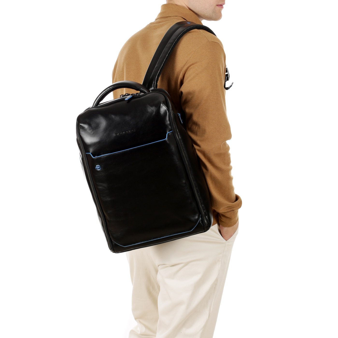 Кожаный рюкзак Piquadro Blue square