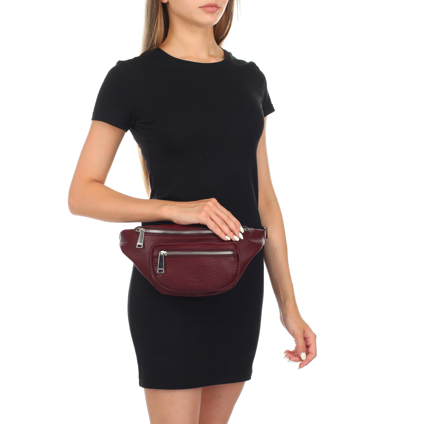 Бордовая поясная сумка Chatte 