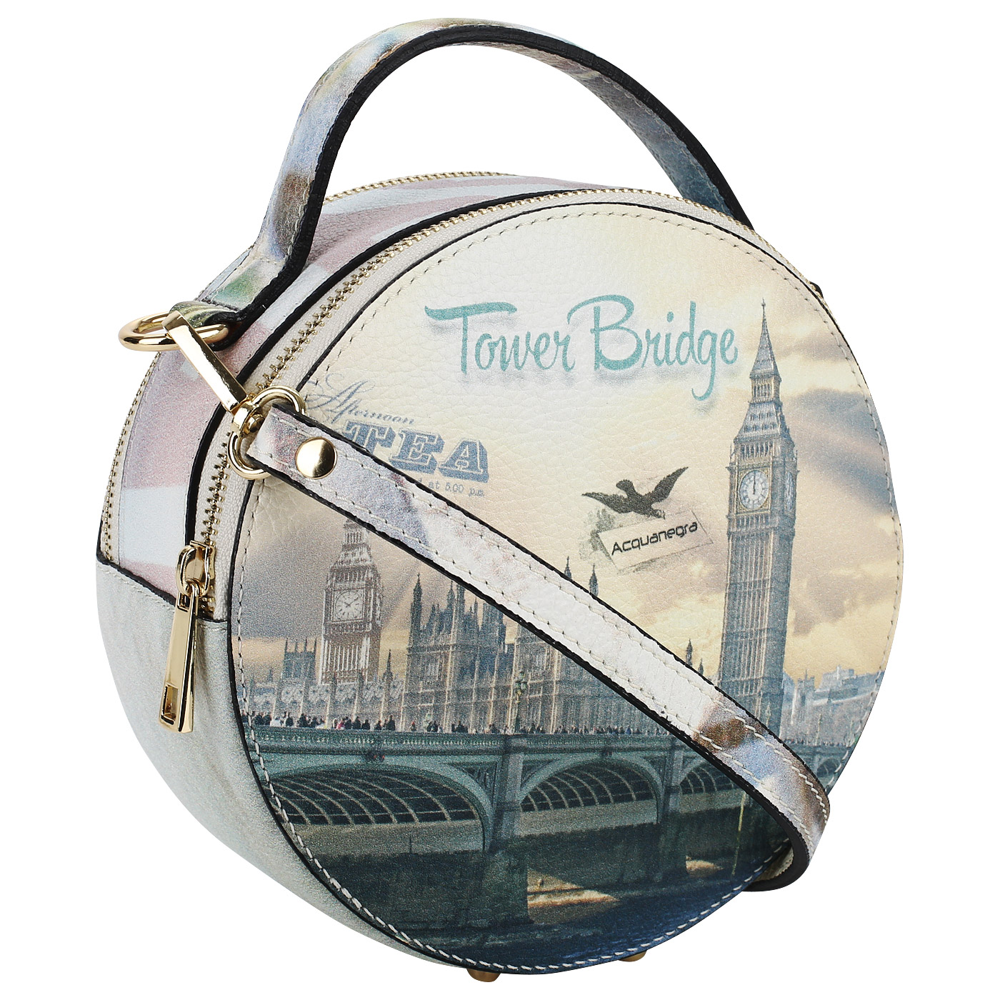 Круглая сумочка с двумя молниями Acquanegra London