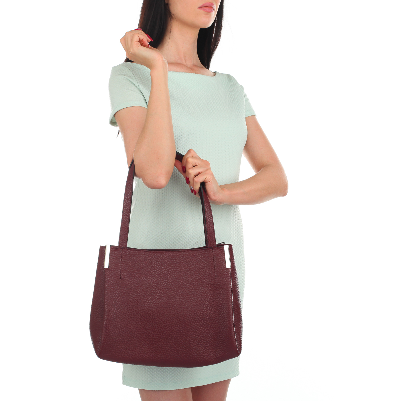 Бордовая кожаная сумка Chatte Marseille