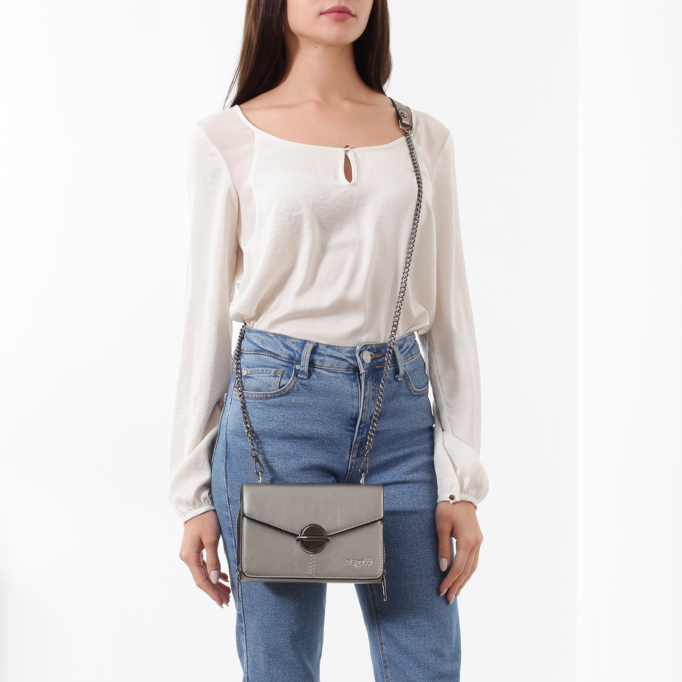 Серебристая сумочка через плечо Dispacci 