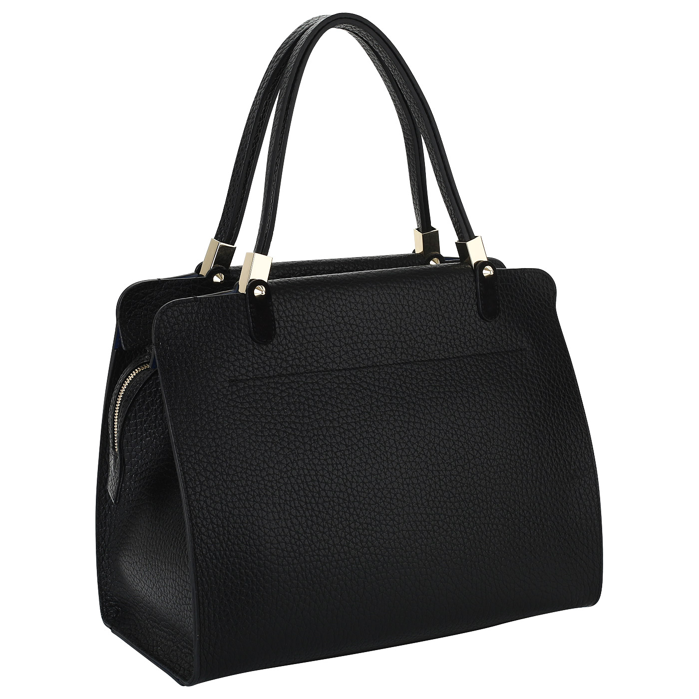 Черная кожаная сумка на двойной молнии Carlo Salvatelli Cervino