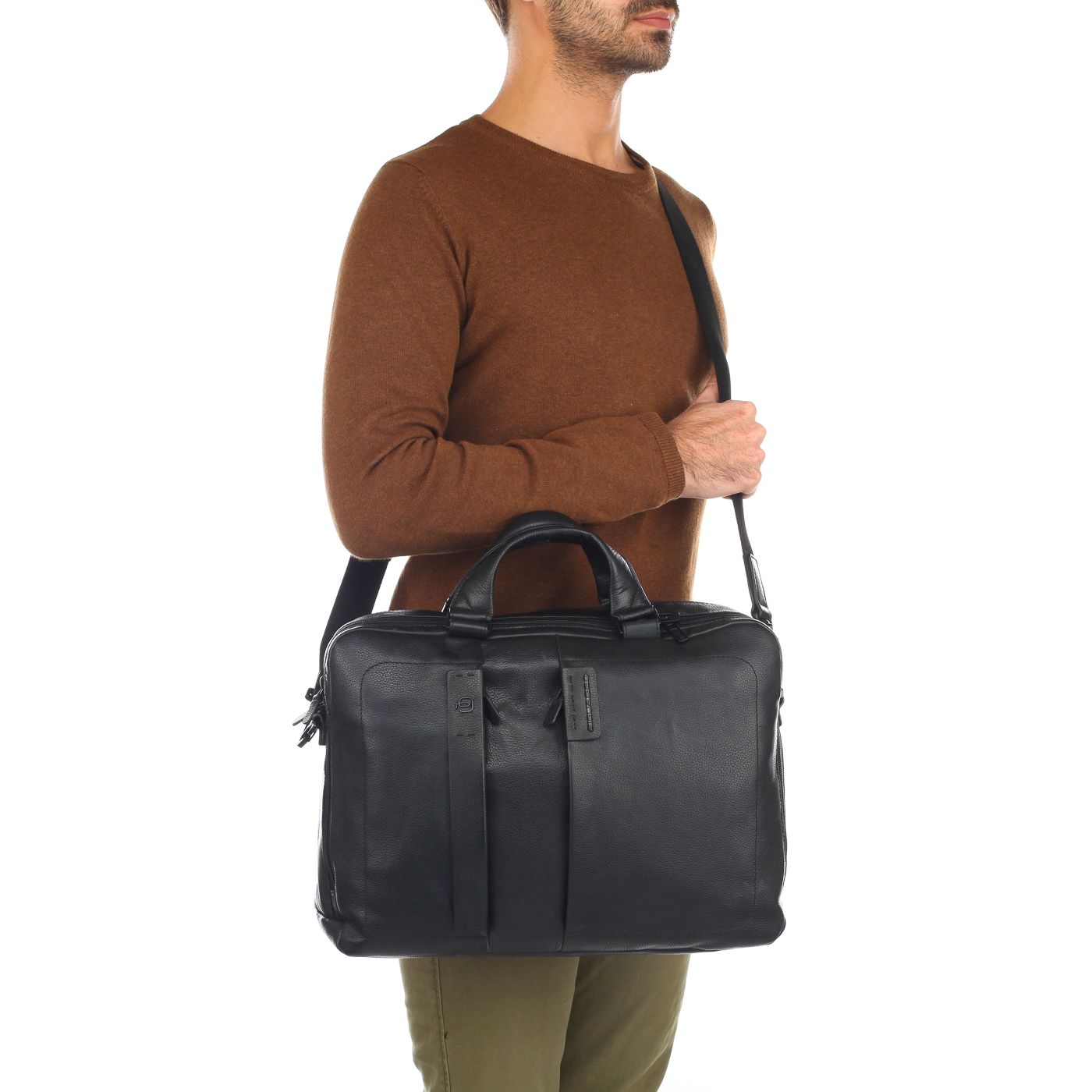 Мужская кожаная деловая сумка с отделением для ноутбука Piquadro Plus