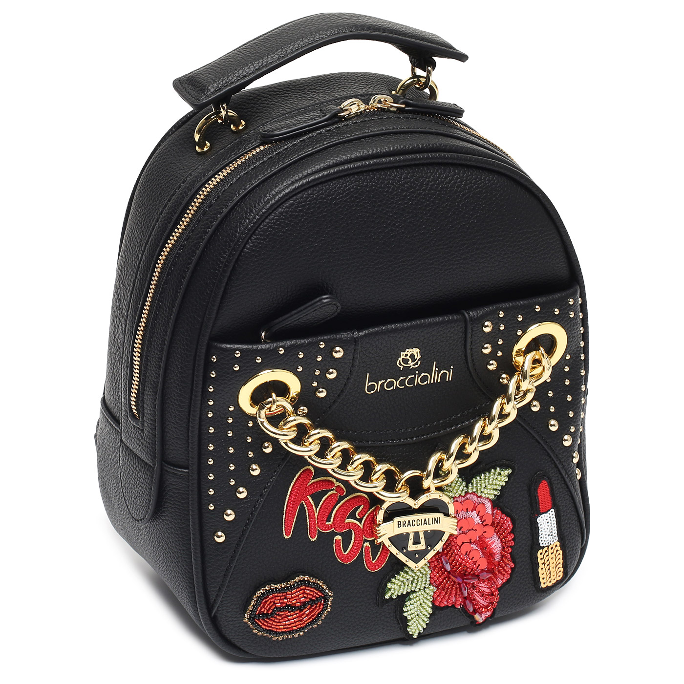 Рюкзак с вышивкой и клепками Braccialini Rock