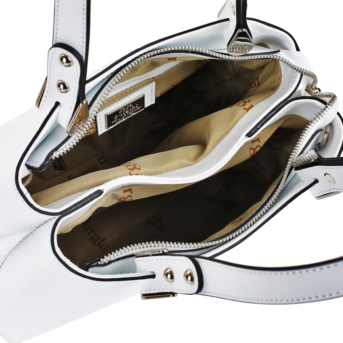 Белая кожаная сумка Sara Burglar Bella Dama