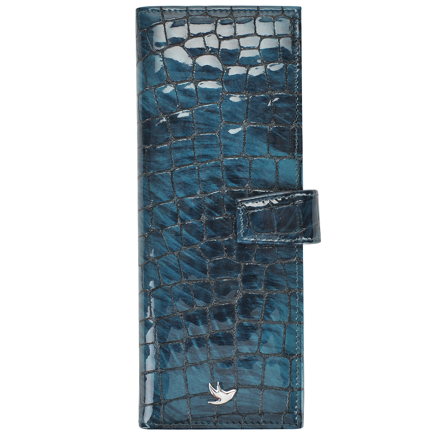 Aurelli Кожаная лаковая визитница с выделкой под крокодила