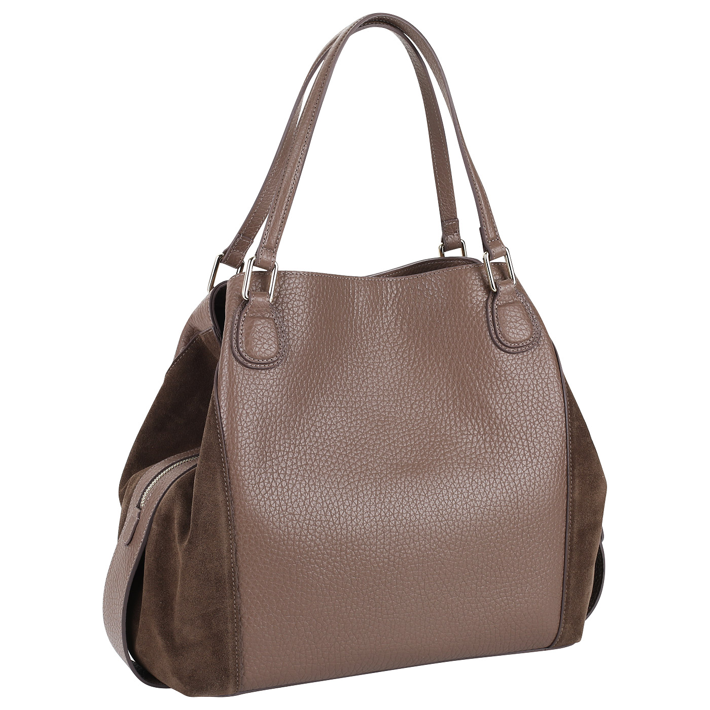 Мягка кожаная сумка с тремя отделами Aurelli 