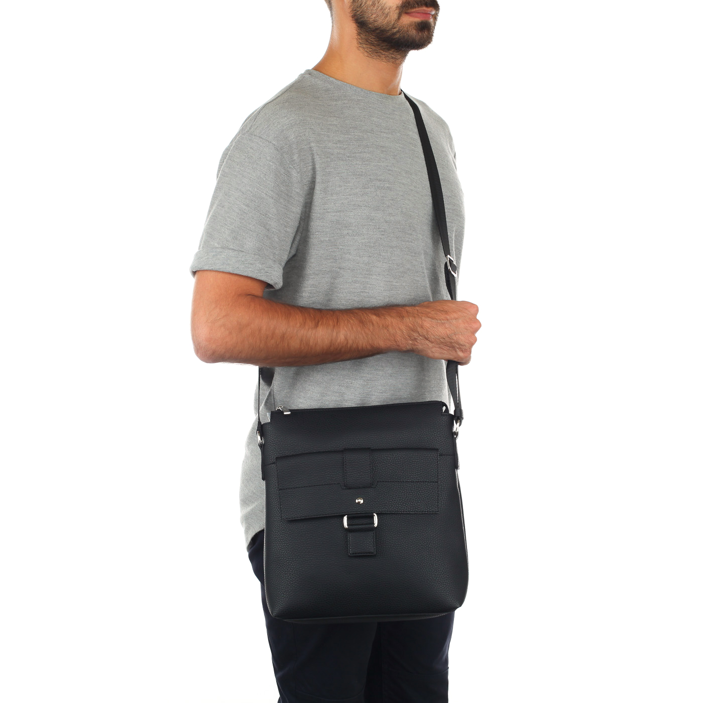 Мужская черная сумка через плечо Stevens 